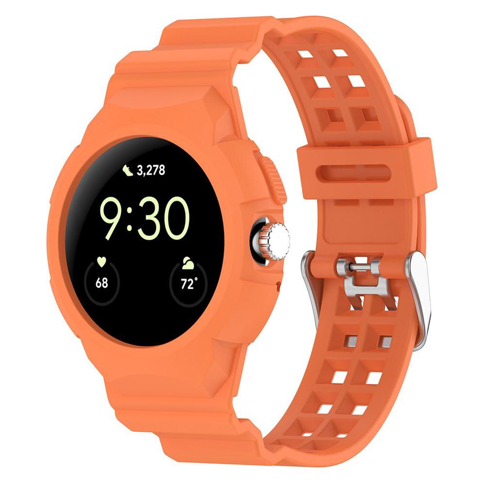 Techsuit - Watchband (W065) - Google Pixel Watch / Watch 2 / Watch 3 41mm - Orange (Silicone) (56361965)