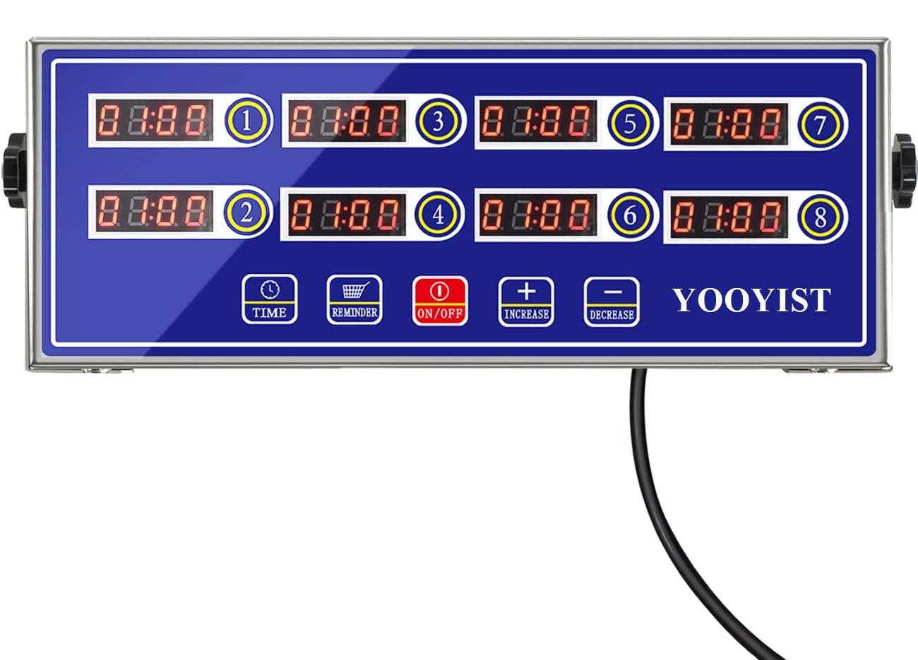 Dripio 8-kanaals digitale keuken timer met LED-display in roestvrij staal