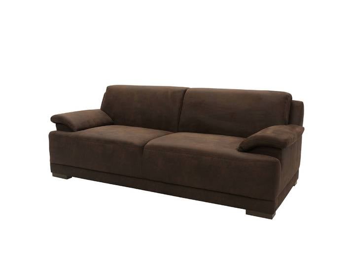 3-Sitzer Sofa Braun/Dunkelbraun Microfaser Medea 218 x 80 x 96cm Modern