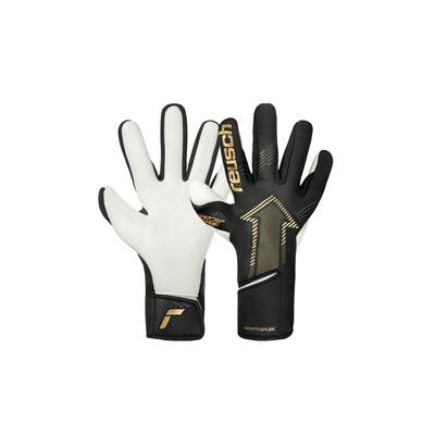 Torwarthandschuhe REUSCH "Fastgrip Gold", Damen, Gr. 9.5, gold (goldfarben, schwarz), 52% Elastodien, 39% Polyester, 7% Lederimitat, 2% Polyamid, mehrfarbig, Handschuhe, mit Hybrid Negative Cut