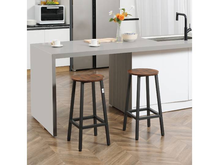 HOMCOM Lot 2 Tabourets Modernes 65cm Repose-Pieds Brun Noir