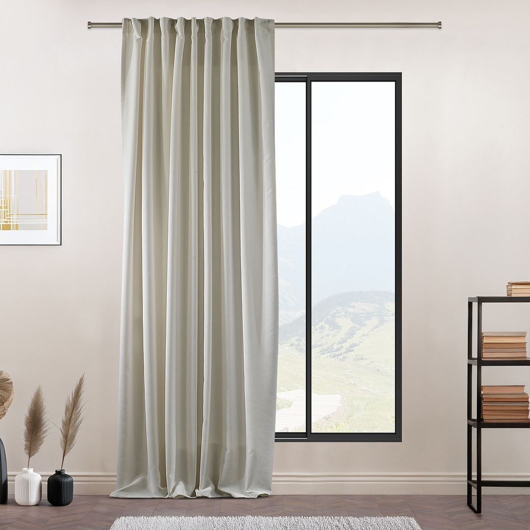 Lilijan Home & Curtain Extra Long & Extra Wide Decorative Curtain Single Panel Off-White 140cm Width x 400cm Drop