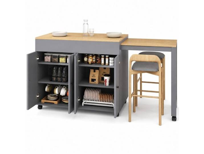 Table bar extensible – MDF – gris – 117 à 180 cm
