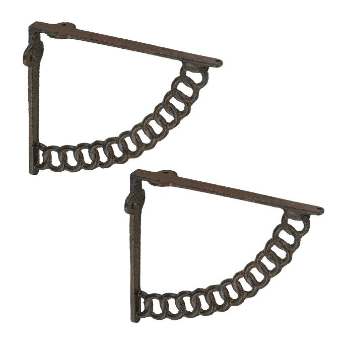 Relaxdays Plankdrager set van 2 gietijzer, zwart, B/D/H: 17,5 x 4,0 x 21,0 cm
