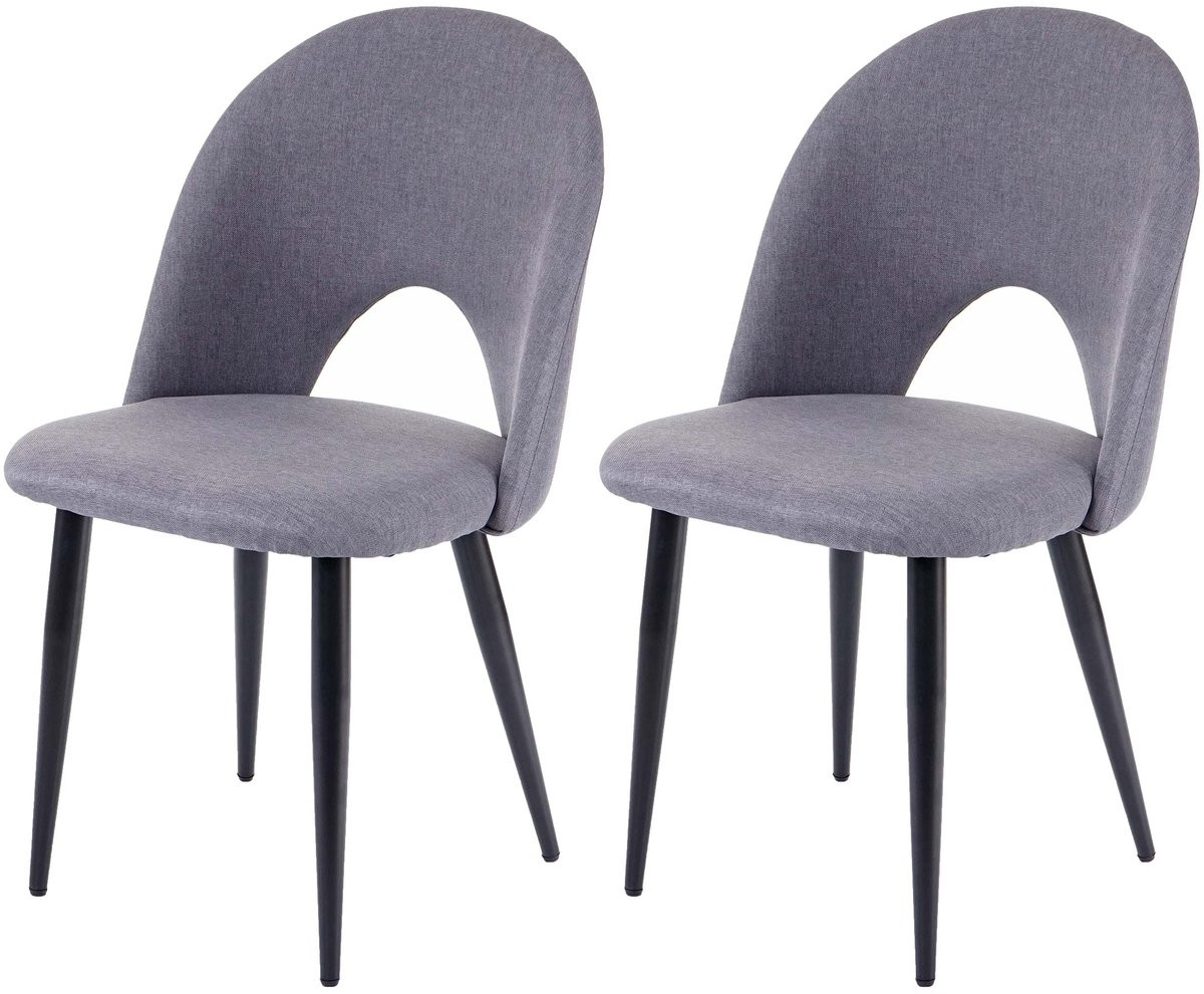 Set van 2 eetkamerstoelen MCW-D73 in donkergrijs textiel