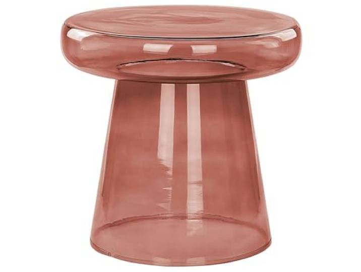Beliani Beistelltisch Rauchglas rot rund 39cm Wohnzimmertisch Couchtisch Retro Caldera