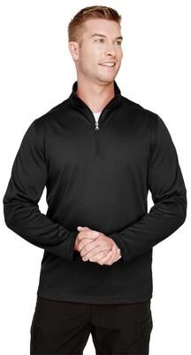 Harriton M748 Men's Advantage Snag Protection Plus Quarter-Zip Pullover T-Shirt in Black size 2XL   Polyester