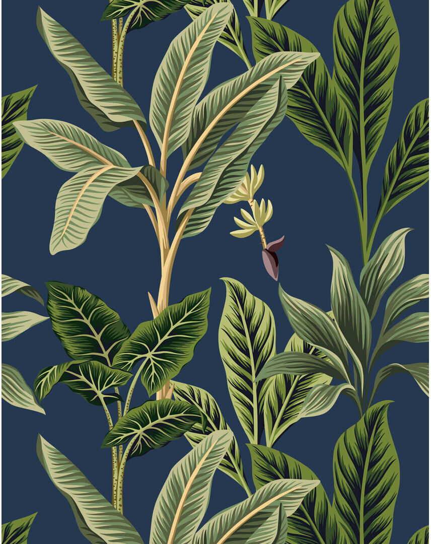 Bay Isle Home Vintage Tropical Wallpaper Navy