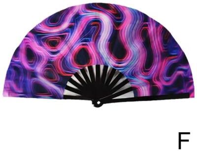 Inspire Curations Foldable Rave Hand Fan Colorful Rave Fan With Reflective Gradient Design For Festivals & Dance f
