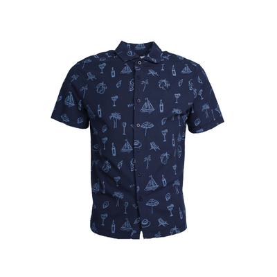 Kurzarmhemd KLEINIGKEIT "Kleinigkeit Travel Scott", Herren, Gr. L, US-Größen, blau (navy blau), 60% Baumwolle, 40% Polyester, unifarben, normal, Hemden