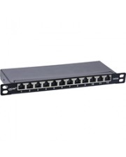 InLine 10" Patchfeld Cat.6A 0.5HE 12-fach schwarz mit Staubschutz Patch-Panel (76819B)