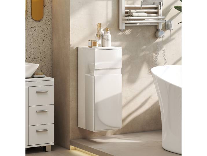 HOMCOM Meuble Suspendu Salle de Bain Blanc avec Tiroir