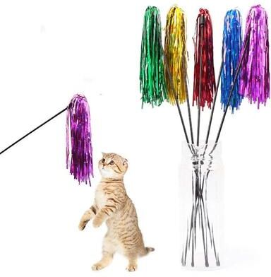 Uplift Picks Colorful Ribbon Cat Wand Toy For Kittens And Indoor Cats purple