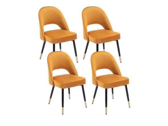 Wahson Chaise de Salle à Manger Lot de 4 Chaise Salle à Manger Chaise de Cuisine avec Pieds en Métal pour Cuisine Velours Jaune