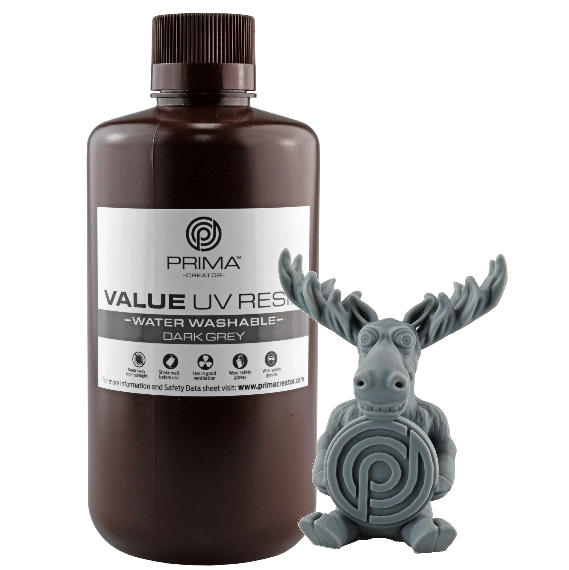 PrimaCreator Value Water Washable UV Resin - 1 kg - Dark Grey PV-Resin-B405-1000-CL