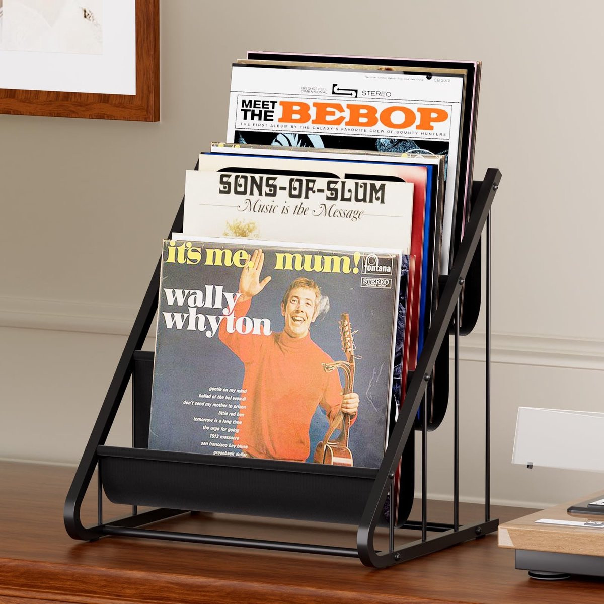 Dailygoods Vinyl Record Stand - Drie-laags Design - Metalen Record Houder voor 30 Platen