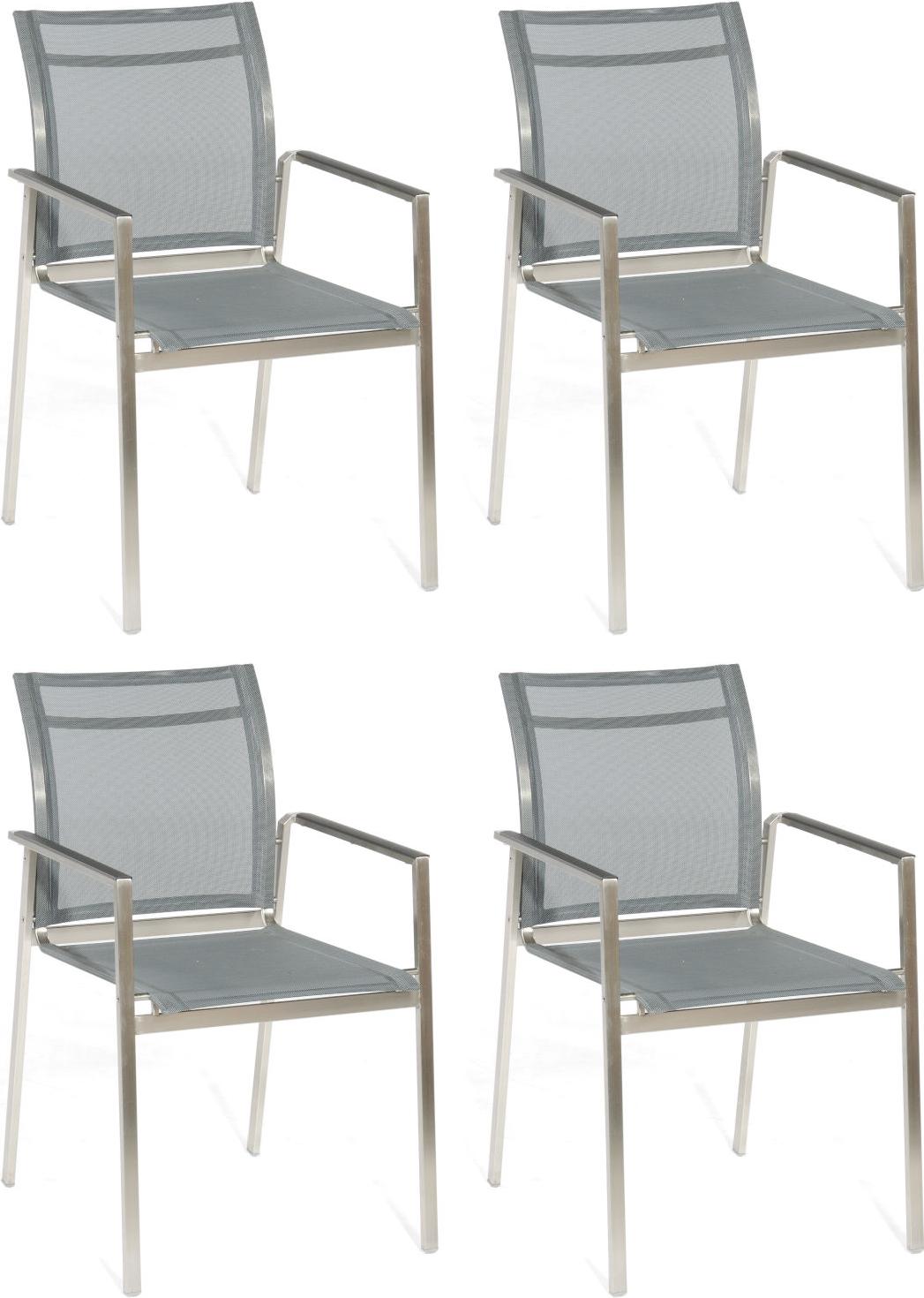 Sonnenpartner Solicity 4er-Set Stapelstühle Stuhl-Set Edelstahl/Textilen anthrazit