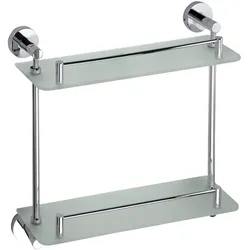 Brillantbad BOMEGA Glasablage mit 2 Flächen Messing Chrom poliert Milchglas 380x400x120 mm für Bad & Küche >> zum Bohren