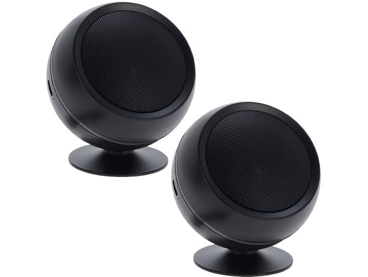 2er-Set Mini Lautsprecher mit LED-Streifen, Bluetooth 5.0, schwarz