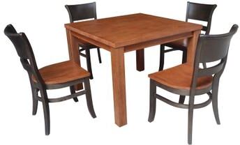 International Concepts Solid Wood Dining Table with 4 Chairs
