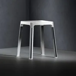 Keuco Axess Hocker 35082170051 Sitzfläche 338mm, Aluminium silber eloxiert/weiß