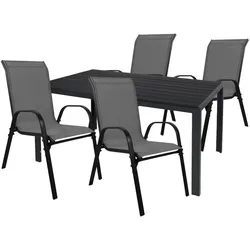 Mojawo, Gartentisch + Balkontisch, Gartengarnitur Sitzgarnitur 5-teilig 180x90cm Aluminium / Non-Wood (180 x 90 x 74 cm)