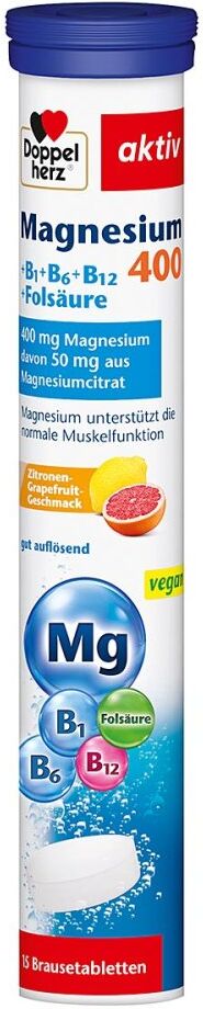 Doppelherz Magnesium 400+B-Vitamine +Folsäure Brausetabletten 15stk
