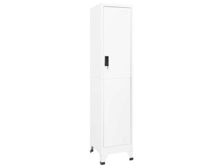 GPWERSDF Schließfachschrank Weiß 38x45x180 cm Stahl abschließbar Stahlkonstruktion, Kleiderbügel, Einlegeboden, Belüftung, Namensschildhalter, für Schule und Büro