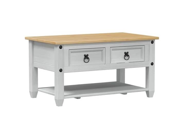 KKgypkn Rechteckiger Couchtisch Weiß 85x50x45 cm Massives Kiefernholz Rustikales Design, matte Oberfläche, einzigartige Holzmaserung, pflegeleicht mit feuchtem Tuch