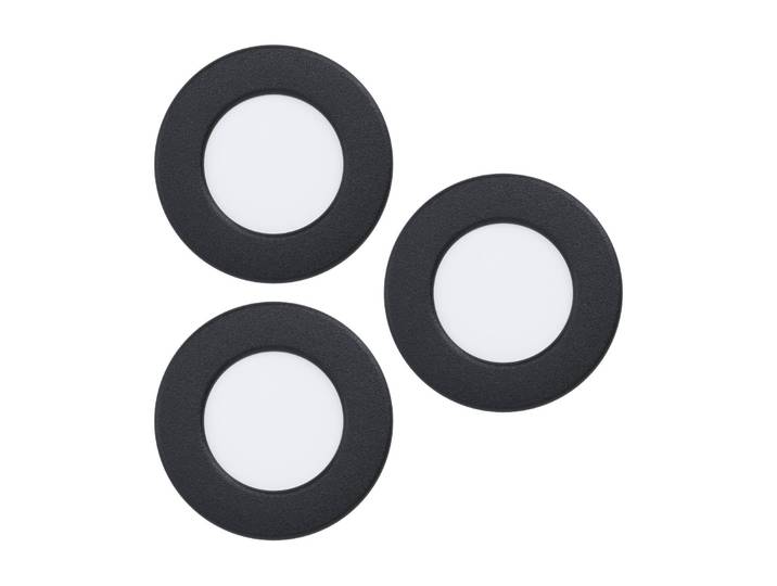 EGLO connect LED-Einbauleuchte Fueva 6-Z, schwarz, 3er-Set dimmbar, schwarz, für Wohn- / Esszimmer, Kunststoff, Modern