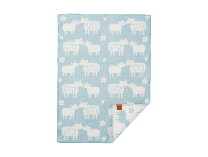 Klippan Yllefabrik Couverture pour enfant Bää laine Light blue, 65x90 cm