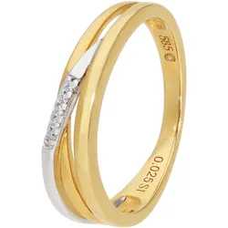 GLIZZ GL1673 Diamant-Damenring Gold 585/14K Zweifarbiger Brillantring, 54/17,2