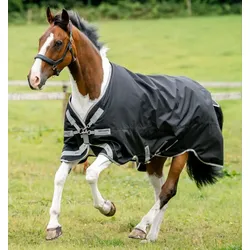 Horseware Amigo Bravo 12 XL Turnout 0g Light black/titanium grey & silver speziell für große Pferde , Horseware Deckengröße: 140 cm / 6 ́3