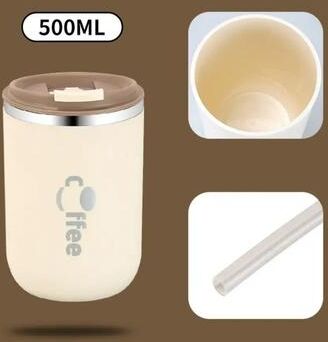 Uplift Picks 500ml Leak Proof Stainless Steel Insulated Travel Mug beige (stainless)