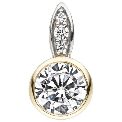 Kettenanhänger JOBO "Anhänger", gelbgold 375, Schmuckanhänger, Damen, Gelbgold 375, Kettenanhänger, 9 Karat 375 Gold bicolor mit 4 Zirkonia