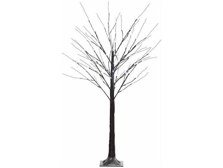 150 cm Kunstbaum, Birkenbaum mit 96 LED, Kunstschnee für Party, Braun