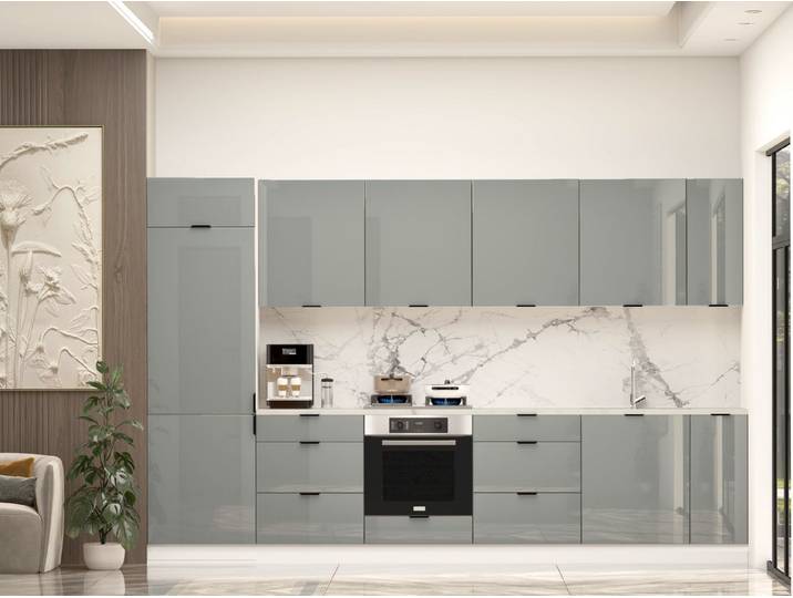 ROYAL24_MARKT Küchenzeile – 330 cm – Lunara – Ohne Arbeitsplatte & Elektrogeräte, (Set), Top Materialien - Zeitloser Stil - Beste Verarbeitung