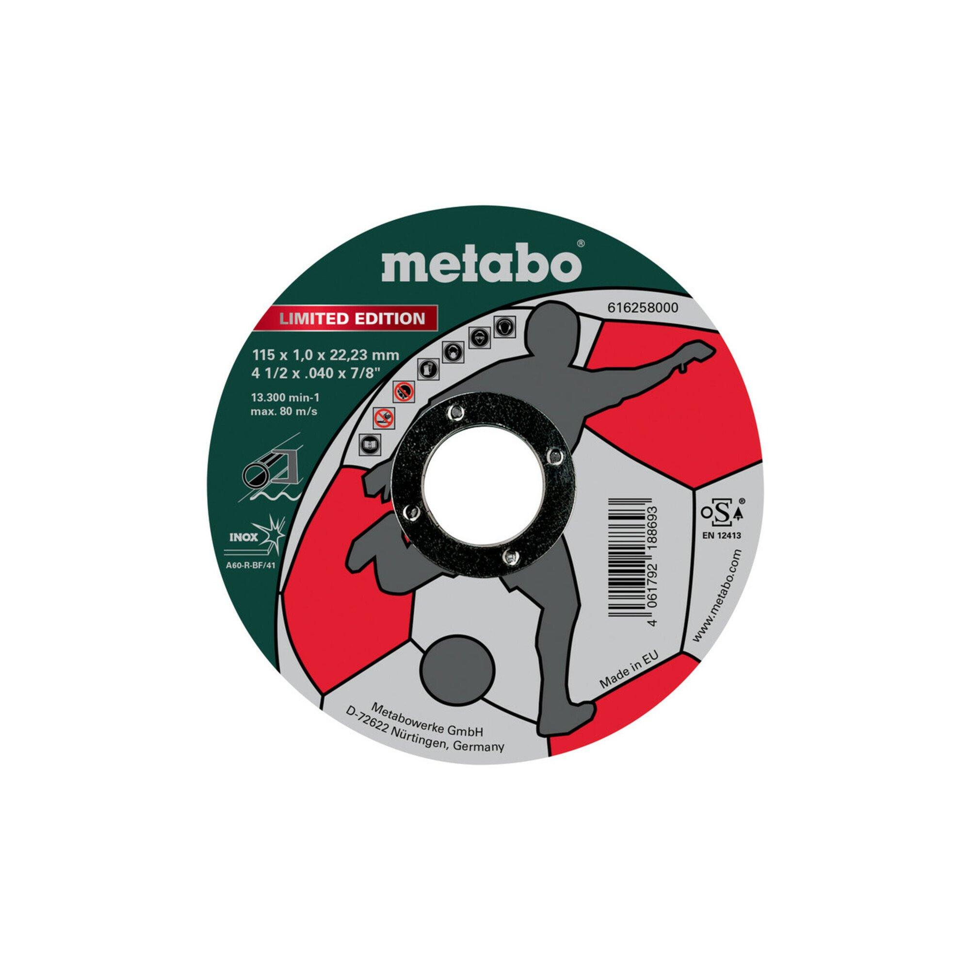 Metabo Limited Edition Soccer 115 x 1,0 x 22,23 mm, Inox, Trennscheibe, gerade Ausführung (616258000)