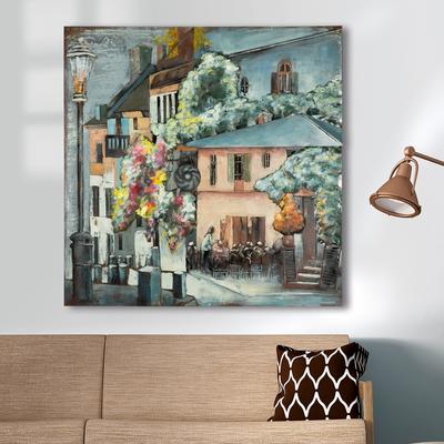 Metallbild CASABLANCA BY GILDE "Bild quadratisch Café Toskana mehrfarbig H. 100 cm", bunt (farbe bild(er): mehrfarbig), B:100cm H:100cm T:3,5cm, Metall, Bilder