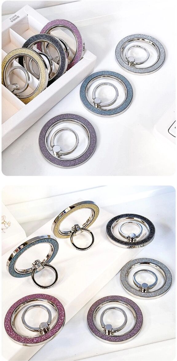 INF Glitzernder magnetischer Handy-Ringhalter mit Strass, 360-Grad-Drehung und flach zusammenklappbarem Design