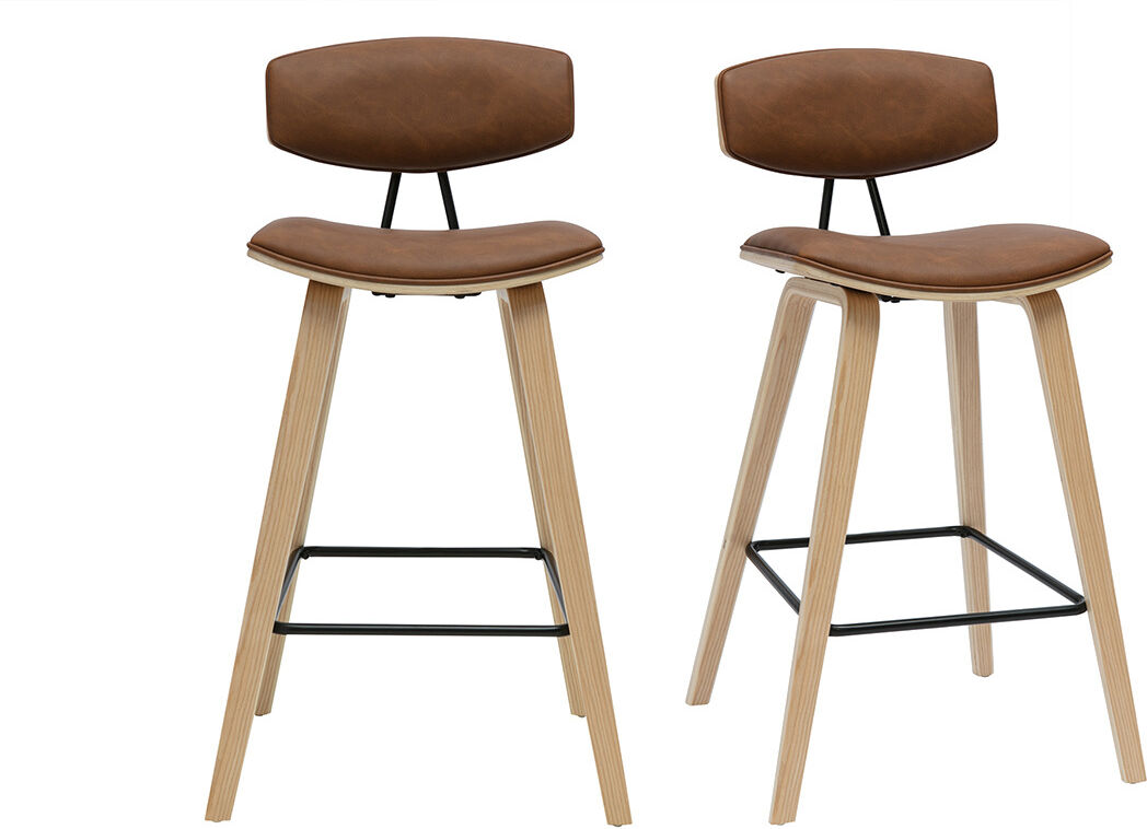 Miliboo Braune und helle Holzdesign-Barhocker H69 cm (Set von 2) VASCO