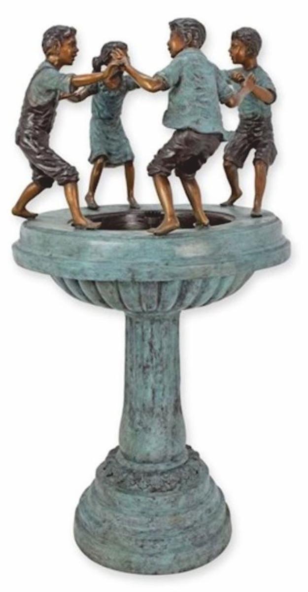 Casa Padrino Jugendstil Bronze Springbrunnen 4 Kinder H. 135 cm - Garten Deko