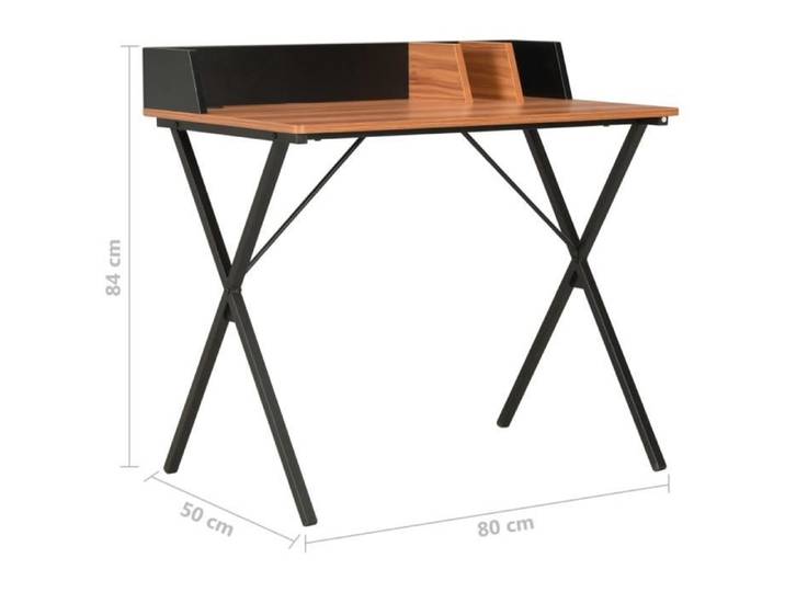 Bureau - VINGVO - SWT - Noir et marron - 80x50x84 cm - Design contemporain
