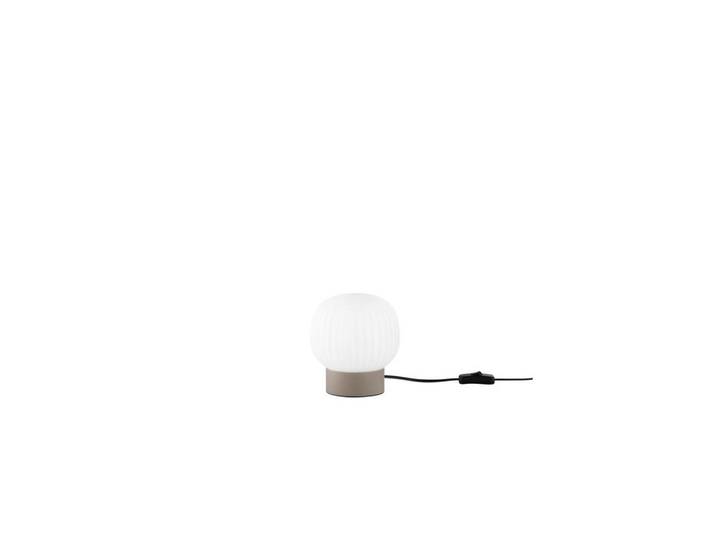 Tischleuchte Luce Ambiente e Design, Weiß Hochglanz, Beigebraun, Glas, Metall, rund, 10 cm, Schnurschalter, Lampen & Leuchten, Innenbeleuchtung, Tischlampen, Tischlampen