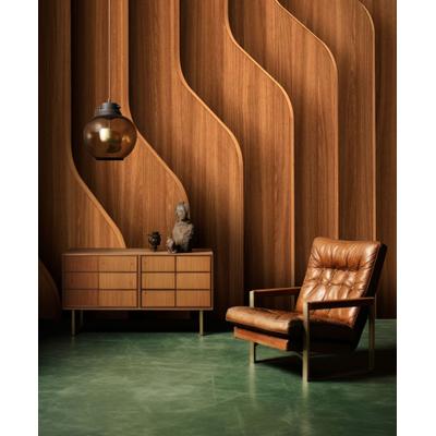 Fototapete LIVING WALLS "Walls by Patel 5 Fototapete 3D-Holzpaneele", braun, B:4m H:0m L:2,7m, Vlies, Tapeten, 3D-Holzpaneele auf 200 g/m² Premium-Vlies