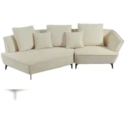 KAWOLA Sofa GARBO Designsofa Stoff cremeweiß links offen