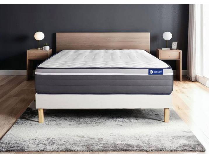Ensemble Matelas Sommier 140x220 cm - Actiflex Plus - Sommier Kit Blanc