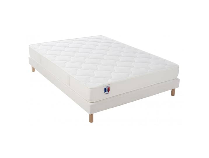 Ensemble matelas 100% latex 3 zones sommier bois massif 140x190