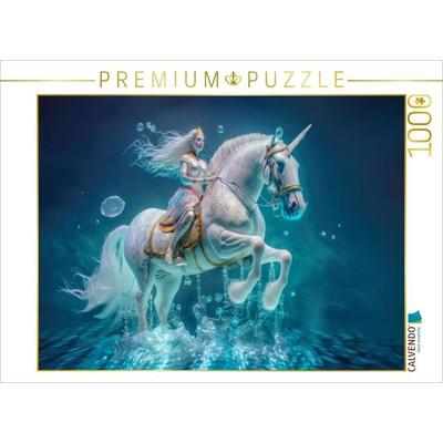 CALVENDO Puzzle Einhorn mit Künstler | 1000 Teile Lege-Größe 64x48cm Foto-Puzzle für glückliche Stunden