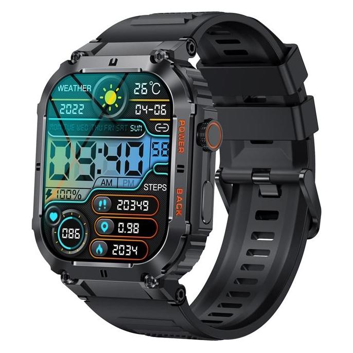 Giewont Veltori VT200-1 Smartwatch, schwarzes Silikonarmband (ohne SIM) (49752968)